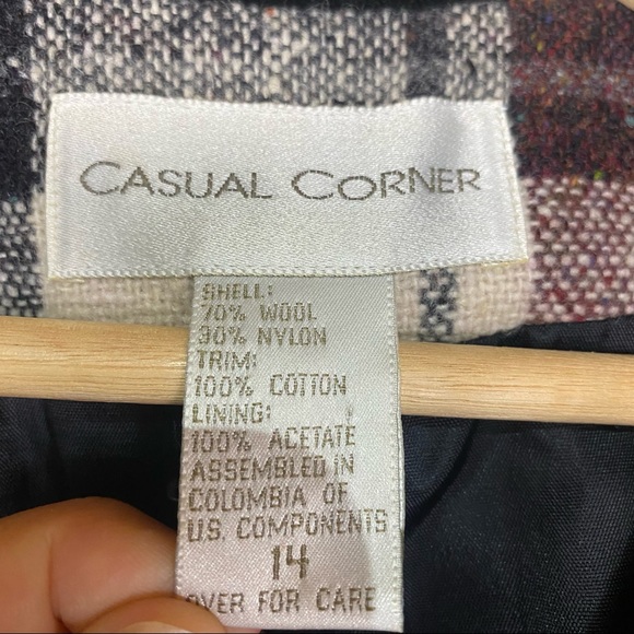 Vintage brown rust cream black plaid wool blend structured blazer large - Picture 6 of 6